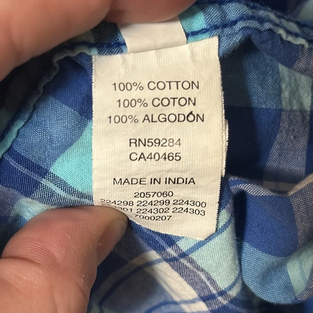The Children’s Place Boy’s Blue Plaid Button-Up Shirt Large 10/12